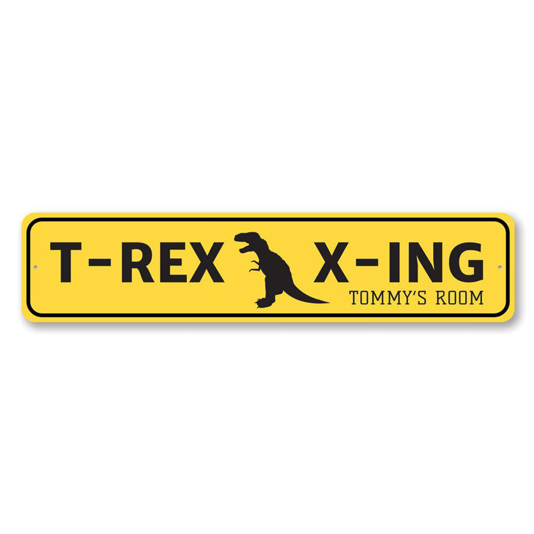 T Rex Crossing Metal Sign