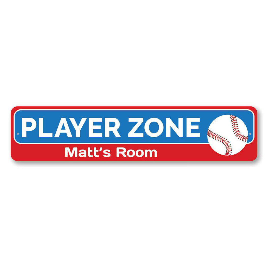 Baseball Player Zone Metal Sign