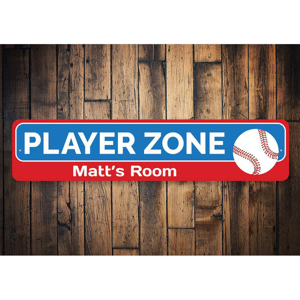 Baseball Player Zone Sign