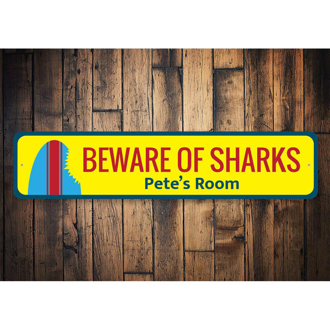 Beware of Sharks Surfboard Sign