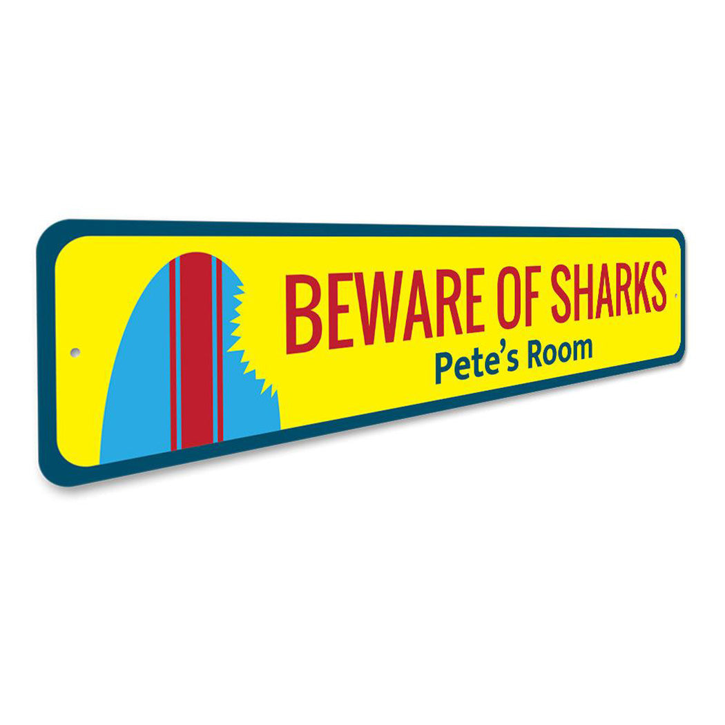 Beware of Sharks Surfboard Sign
