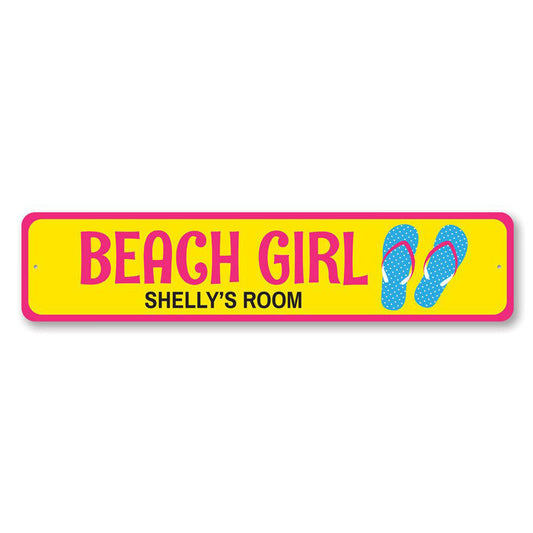 Beach Girl Metal Sign