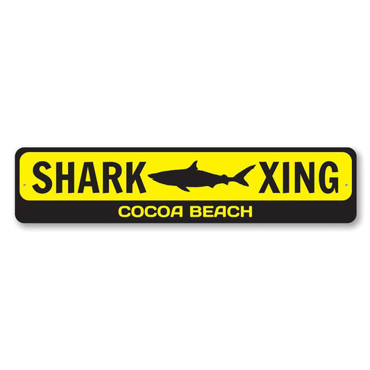 Shark Crossing Metal Sign