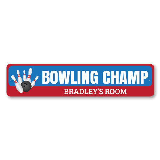 Bowling Champ Metal Sign