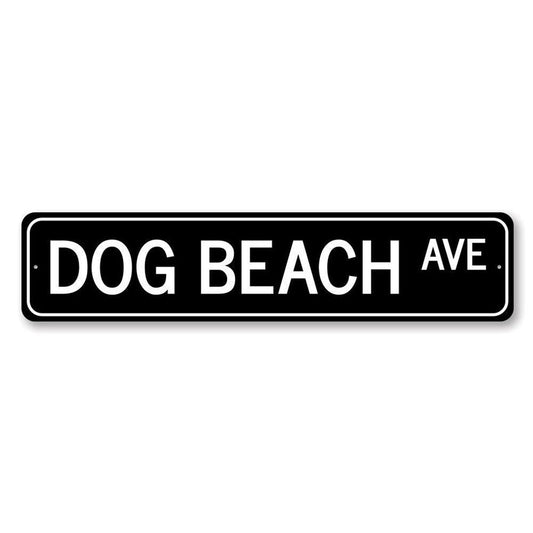 Dog Beach Avenue Metal Sign