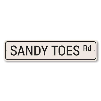 Sandy Toes Road Metal Sign