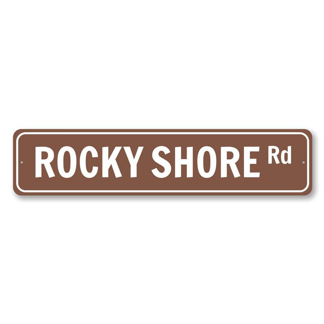 Rocky Shore Road Metal Sign