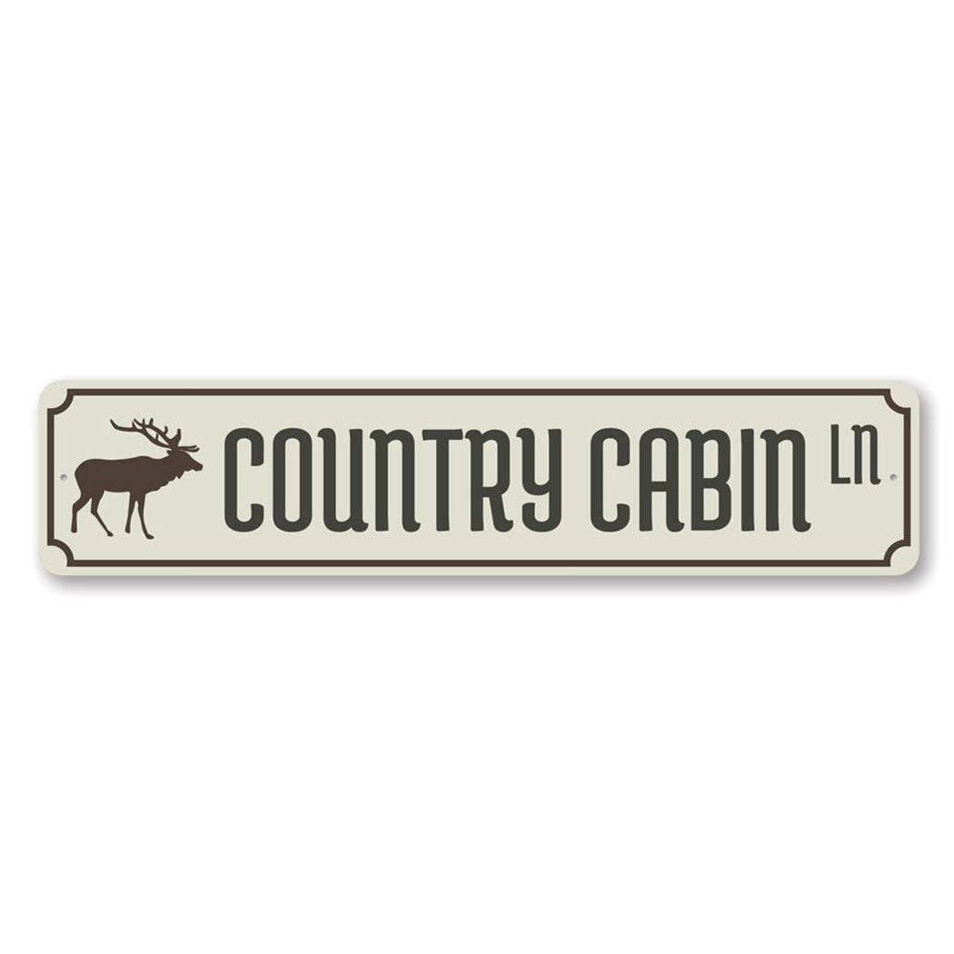 Country Cabin Lane Metal Sign