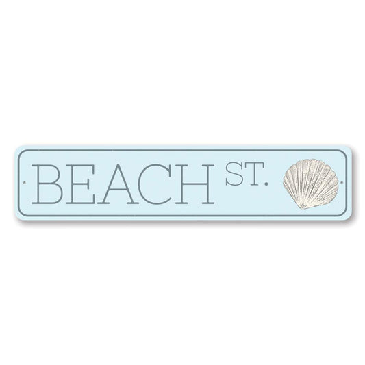 Seashell Beach Street Metal Sign