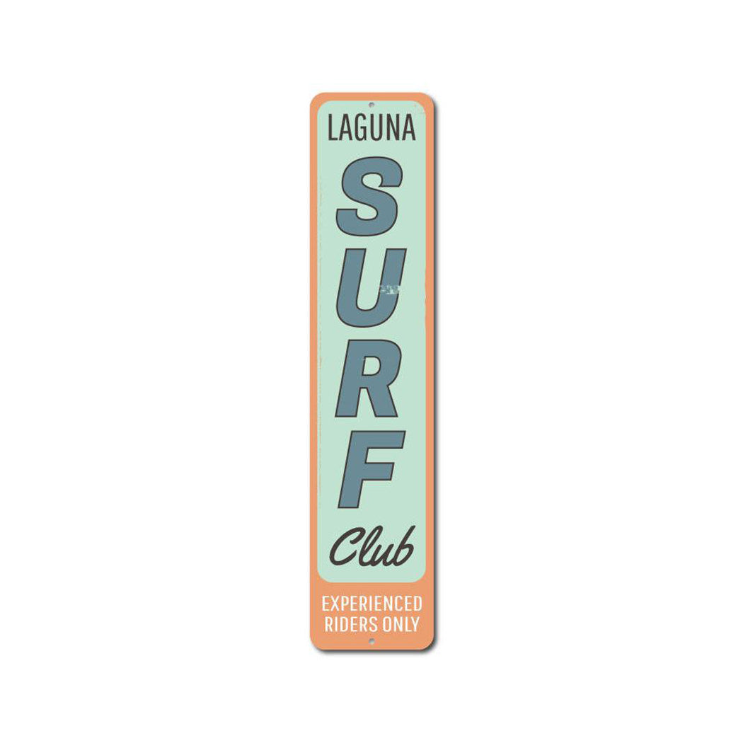 Surf Club Vertical Metal Sign