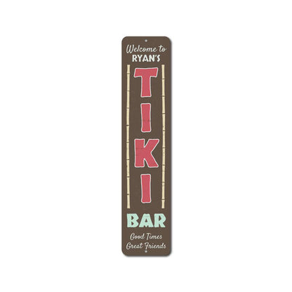 Tiki Bar Vertical Welcome Metal Sign