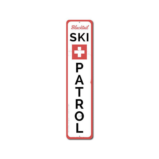 Ski Patrol Vertical Metal Sign