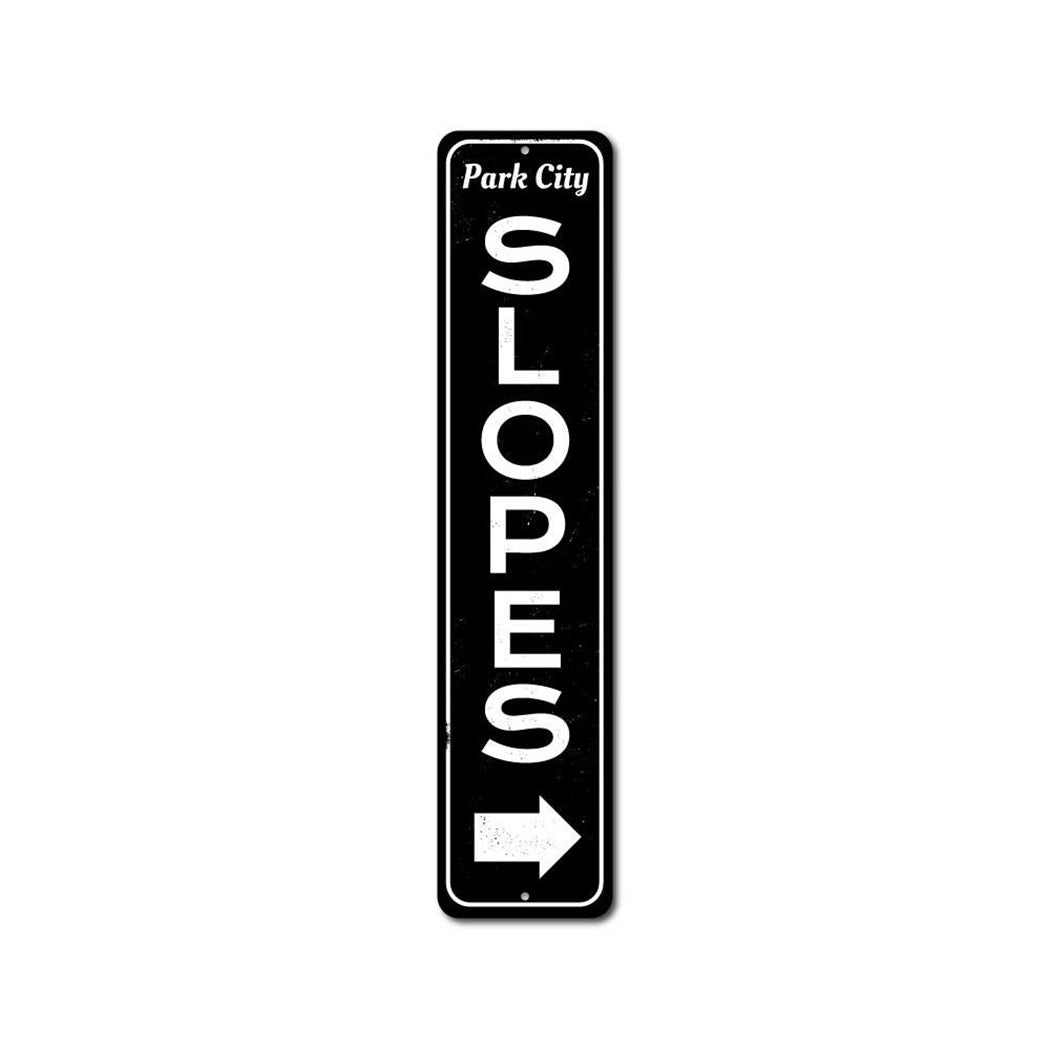 Slopes Arrow Vertical Metal Sign