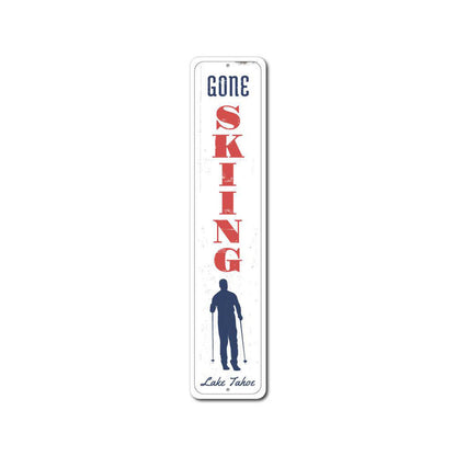 Skiing Vertical Metal Sign