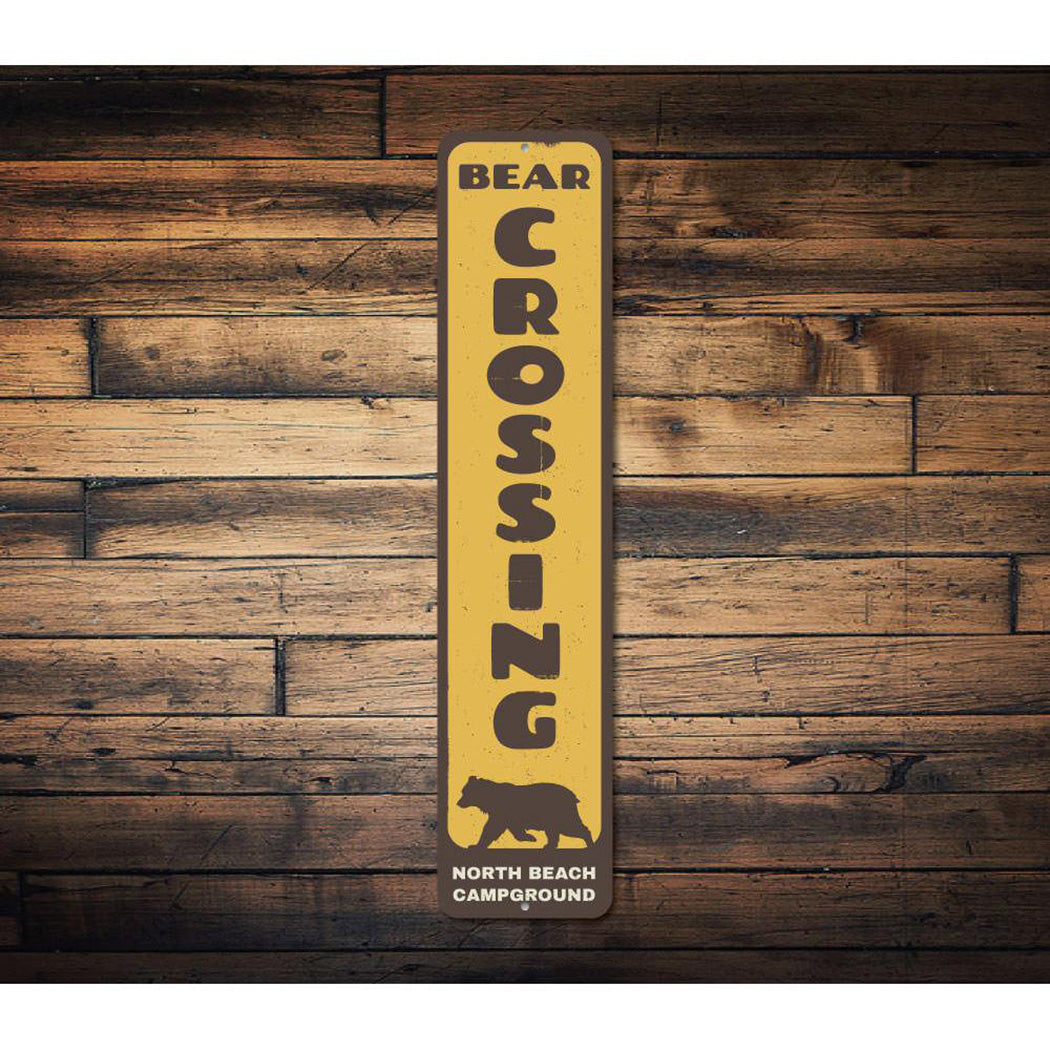 Bear Crossing Vertical Sign