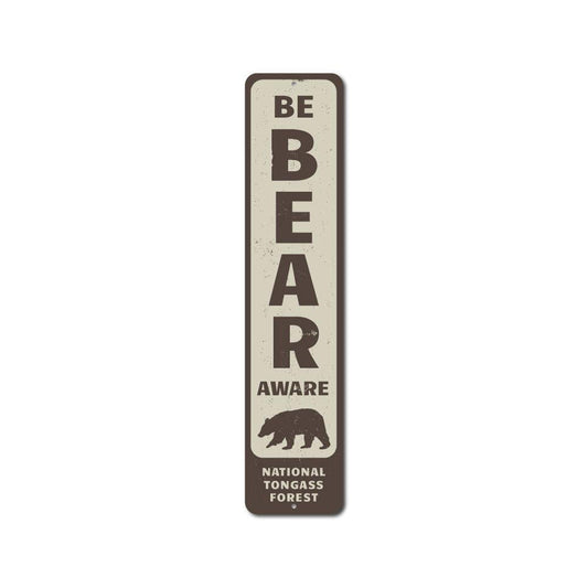 Be Bear Aware Vertical Metal Sign