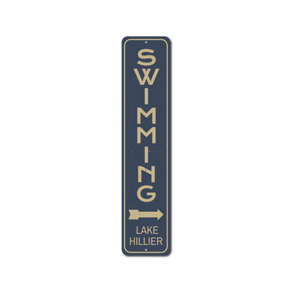 Swimming Vertical Metal Sign