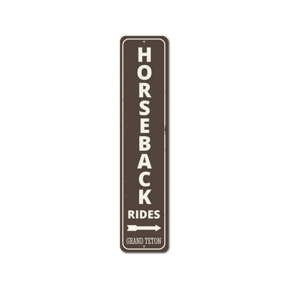 Horseback Rides Vertical Metal Sign