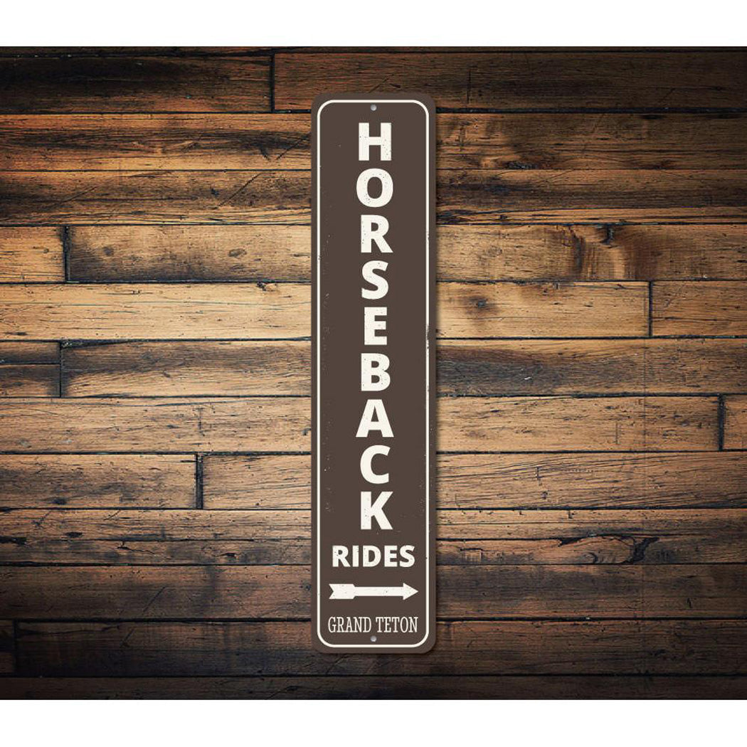 Horseback Rides Vertical Sign