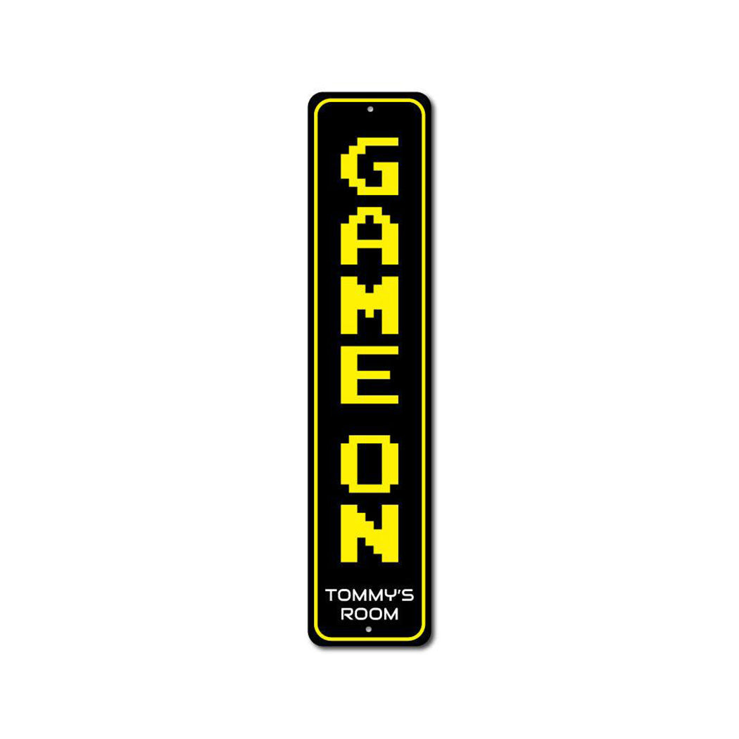 Game On Vertical Metal Sign