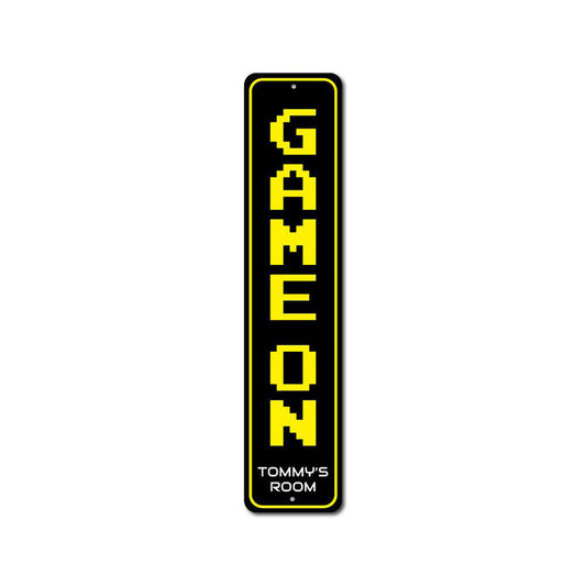 Game On Vertical Metal Sign
