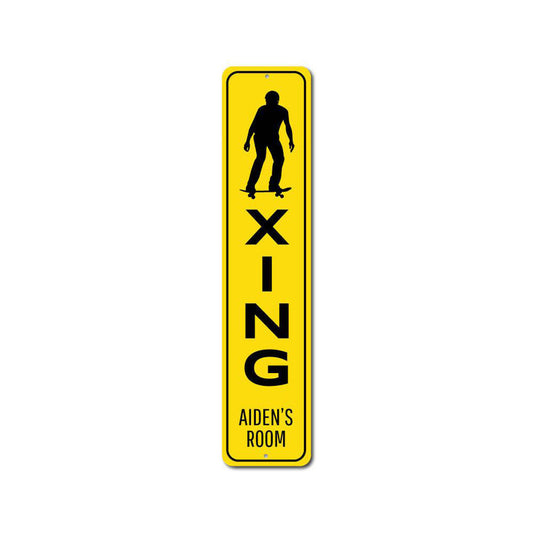 Skateboarder Crossing Metal Sign