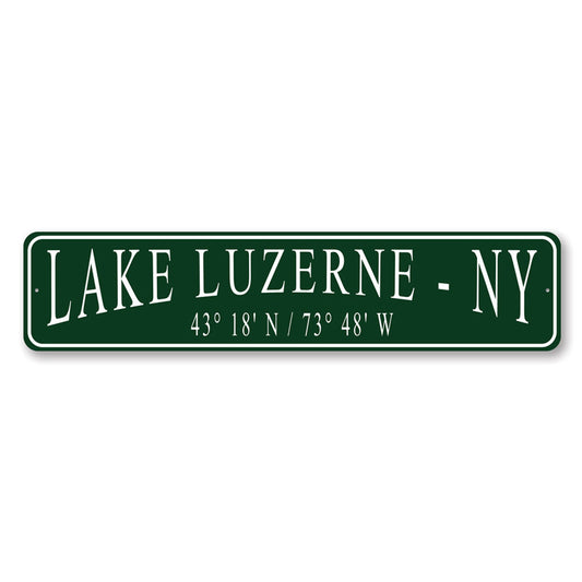 City State Arch Lat Long Pine Green Sign