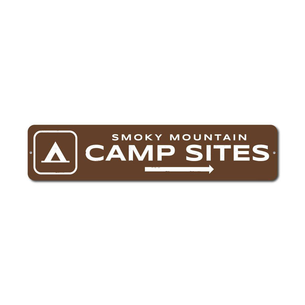 Campsites Arrow Metal Sign