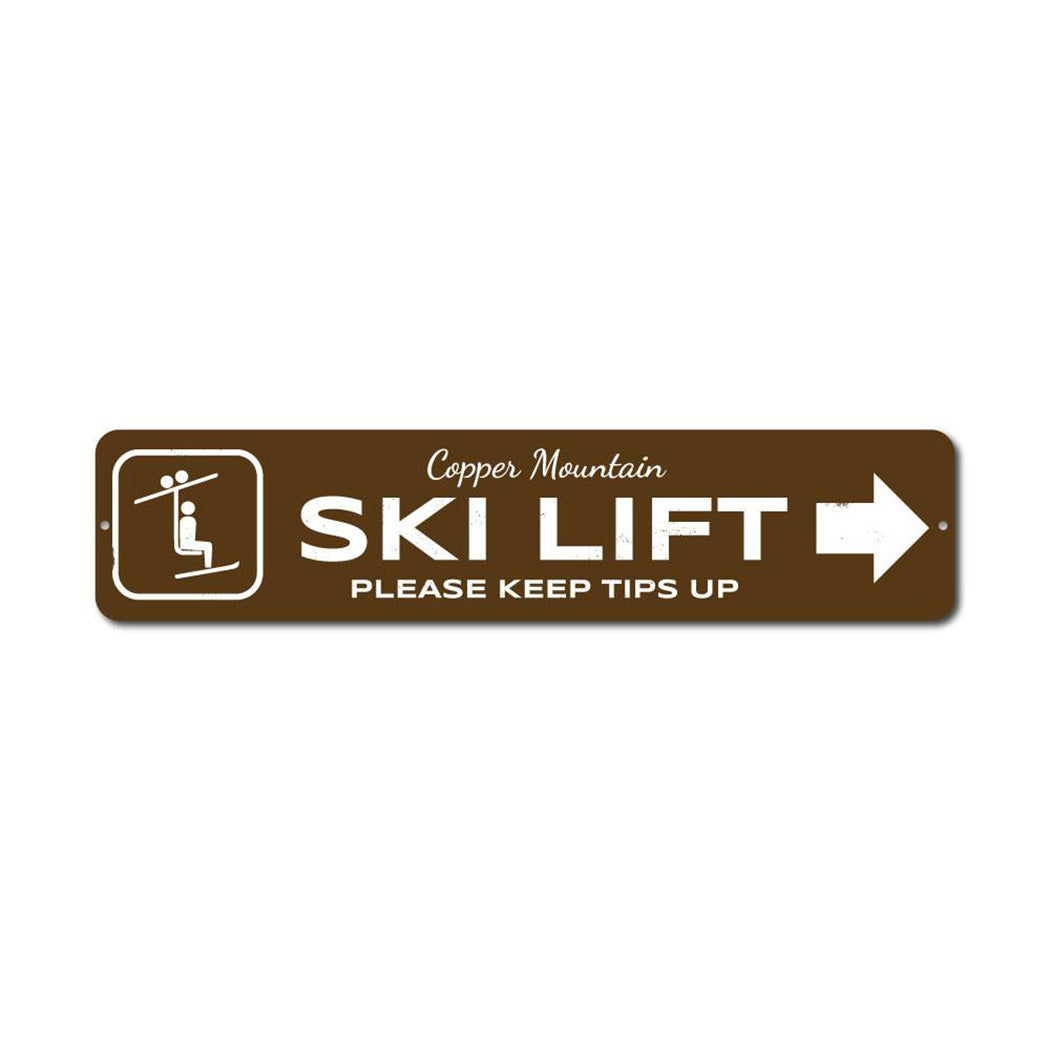 Ski Lift Directional Metal Sign