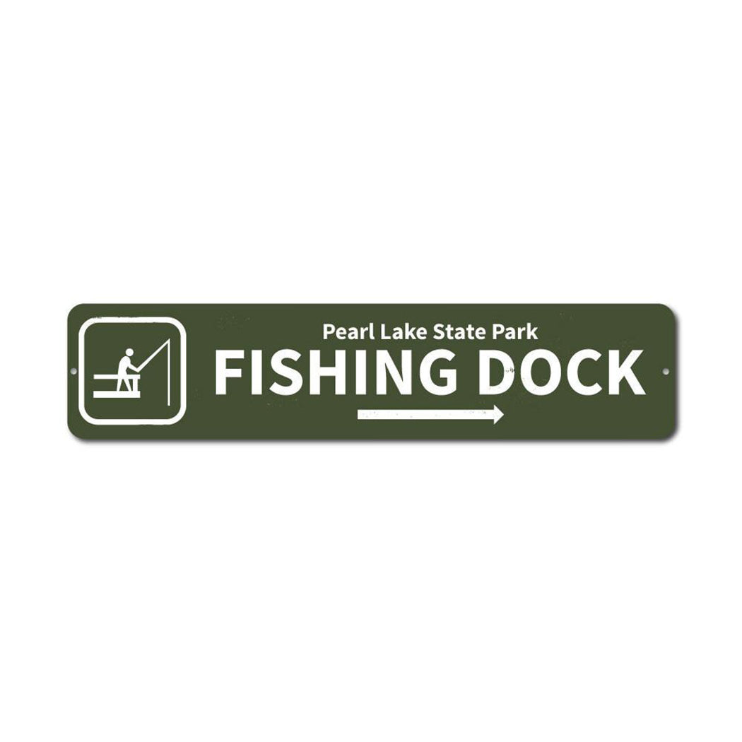 Fishing Dock Arrow Metal Sign