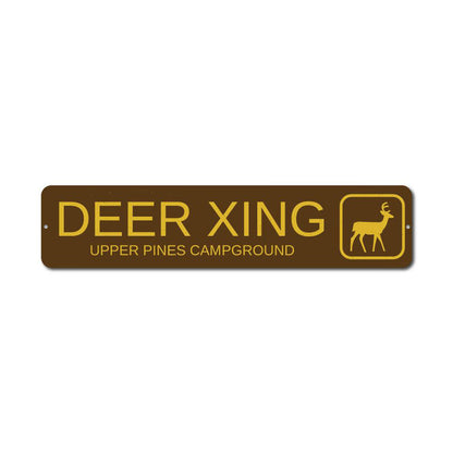 Deer Crossing Trail Metal Sign