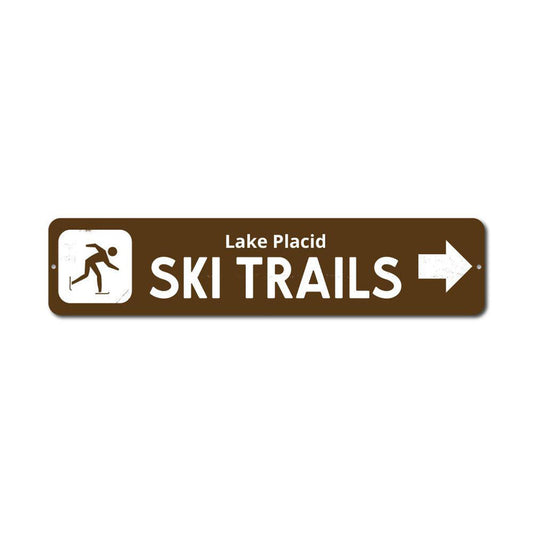 Ski Trails Arrow Metal Sign