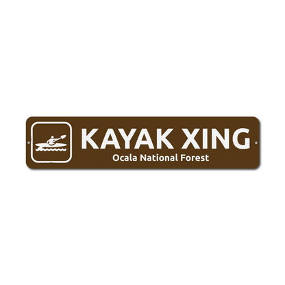 Kayak Crossing Metal Sign
