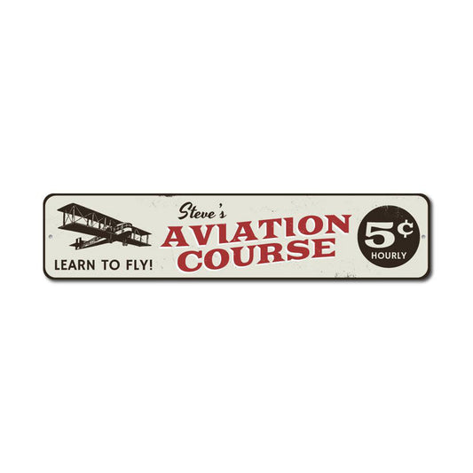 Aviation Course 5 cents Metal Sign