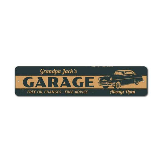 Grandpa Classic Car Garage Metal Sign