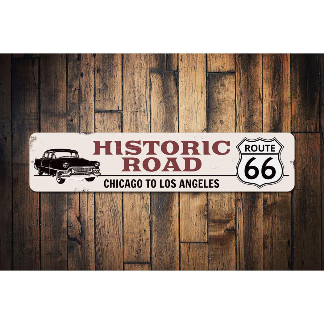 Classic Car Route 66 Sign