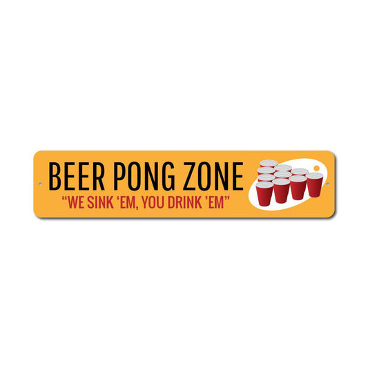 Beer Pong Zone Metal Sign