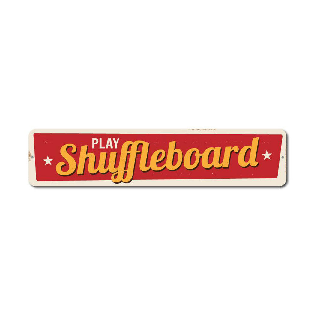Play Shuffleboard Metal Sign