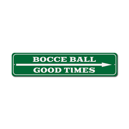Bocce Ball Arrow Metal Sign