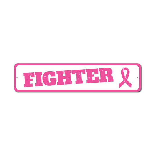 Fighter Pink Ribbon Metal Sign