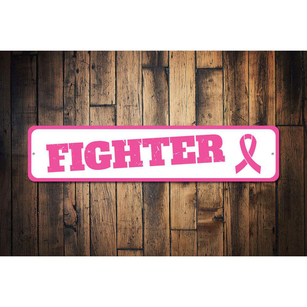 Fighter Pink Ribbon Sign
