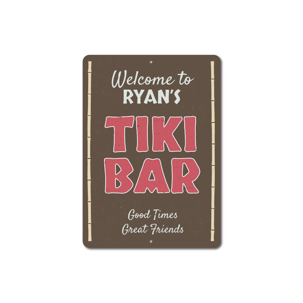 Welcome Name Tiki Bar Metal Sign