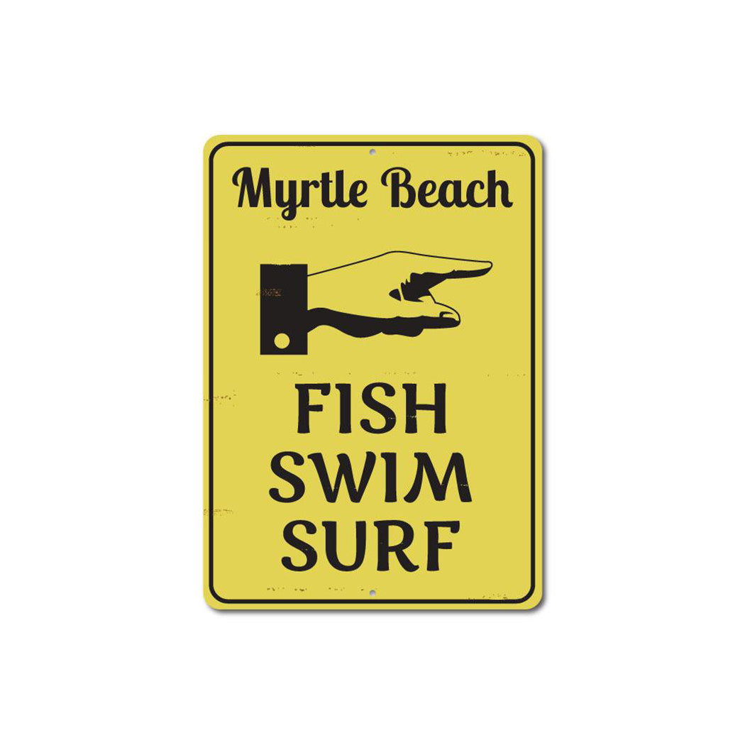 Fish Swim Surf Beach Sign