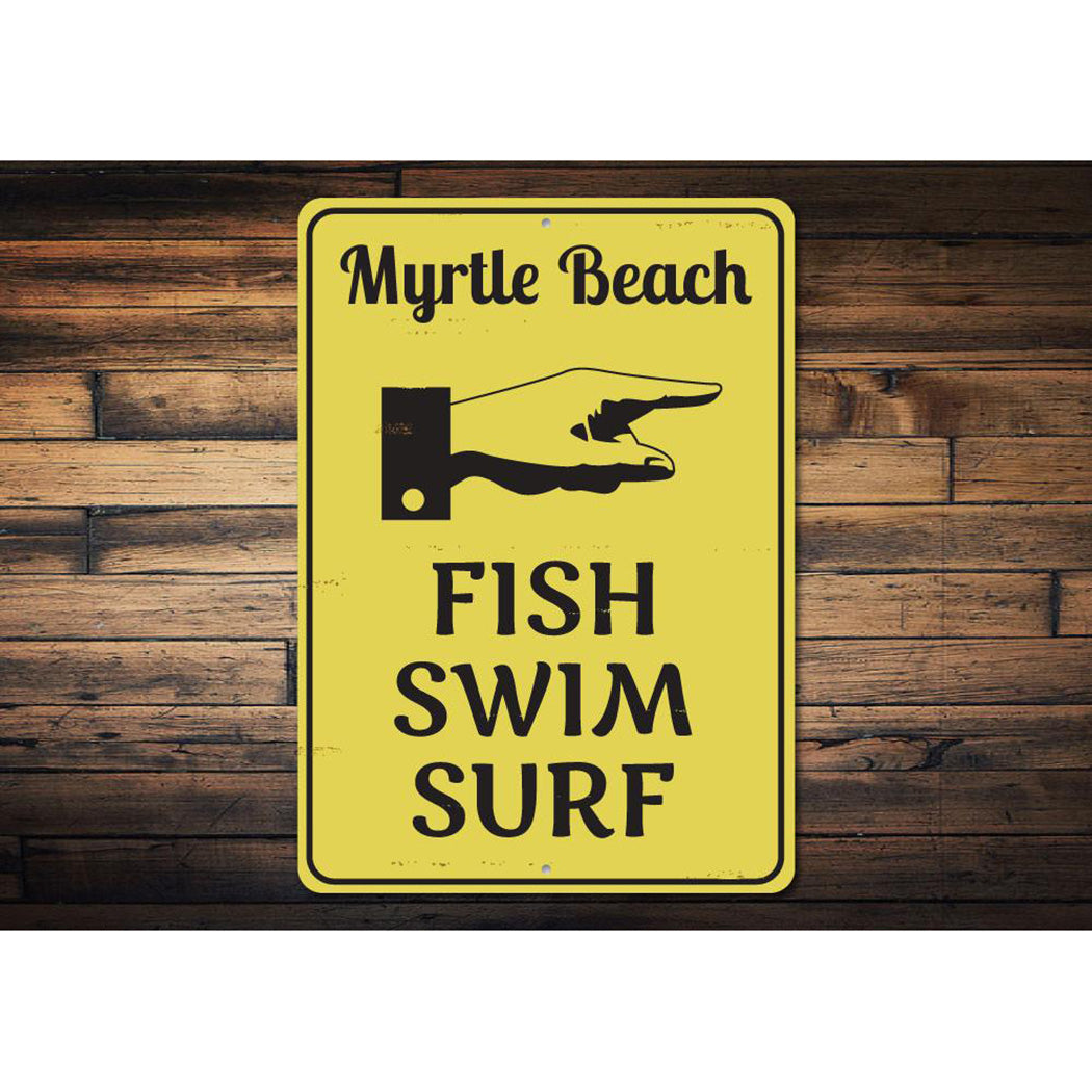 Fish Swim Surf Beach Sign