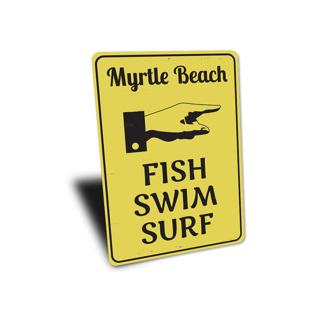 Fish Swim Surf Beach Sign