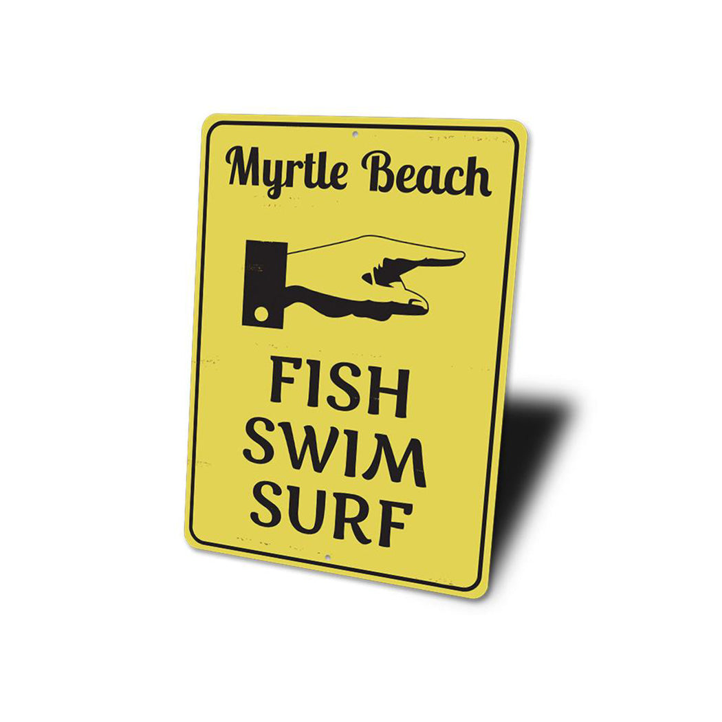 Fish Swim Surf Beach Sign