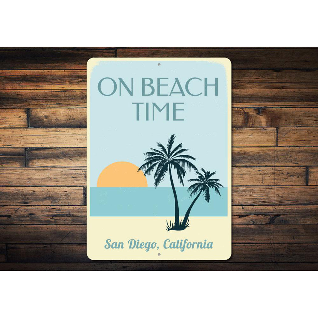 On Beach Time Sunset Sign