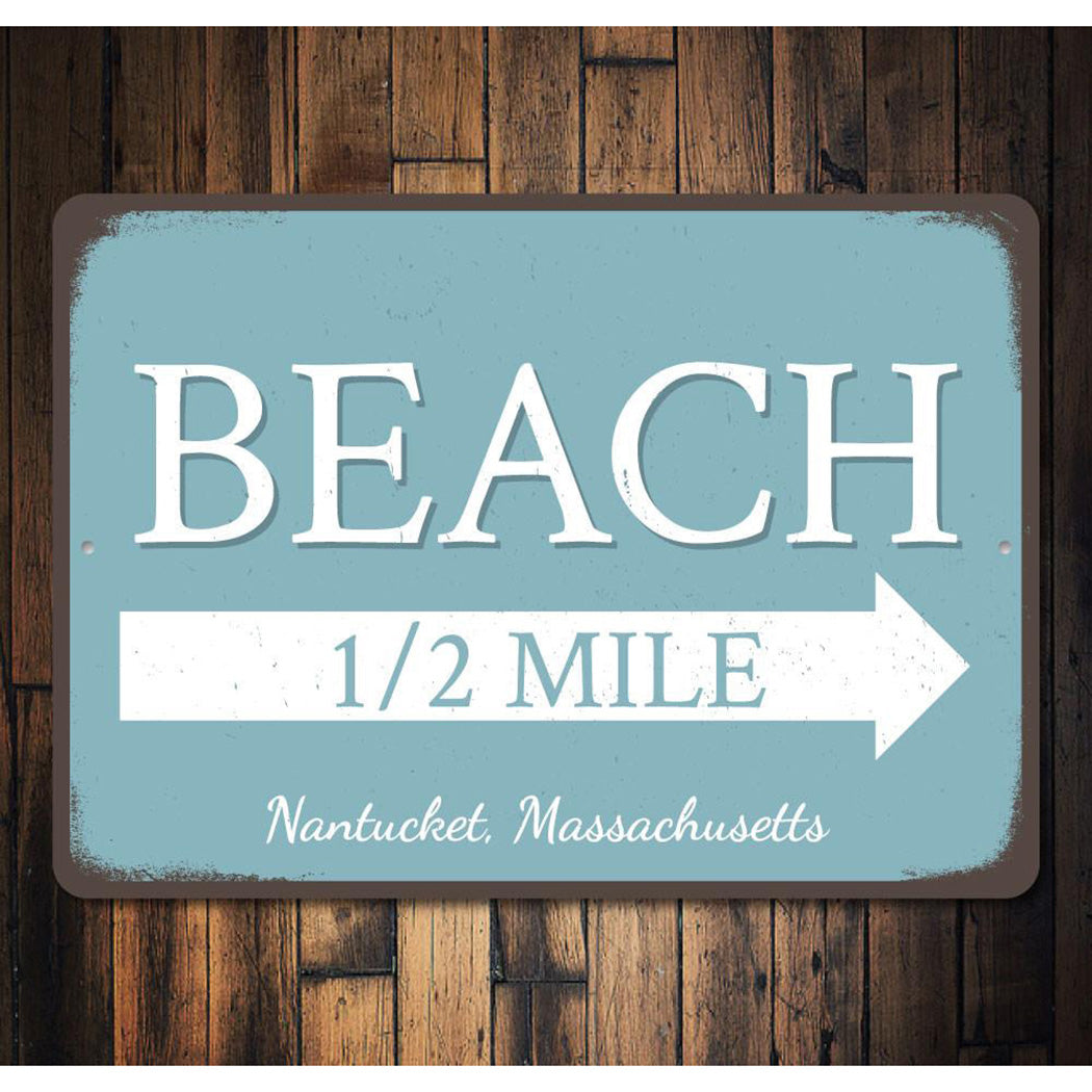 Beach Half Mile Arrow Sign