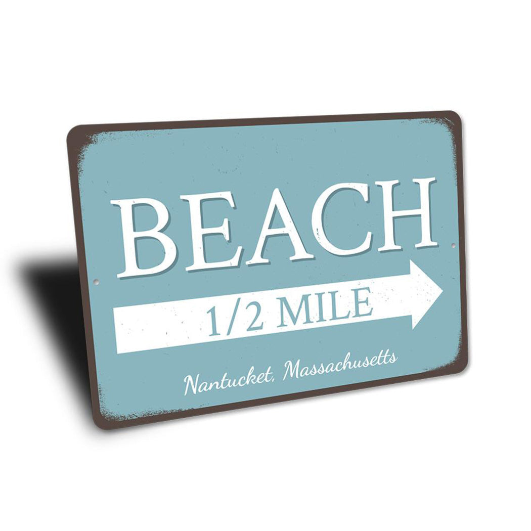 Beach Half Mile Arrow Sign