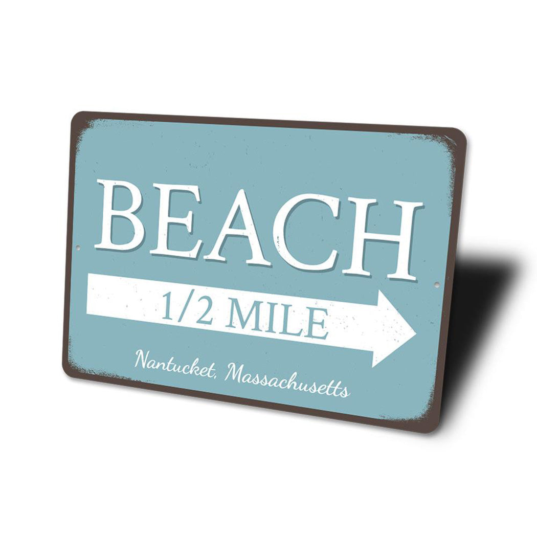 Beach Half Mile Arrow Sign